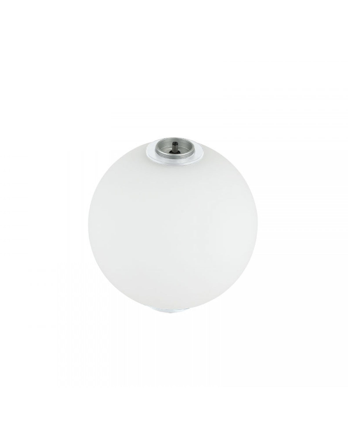 Diffuseur intermédiaire en verre opalin blanc de face sur fond neutre avec coupelle métallique