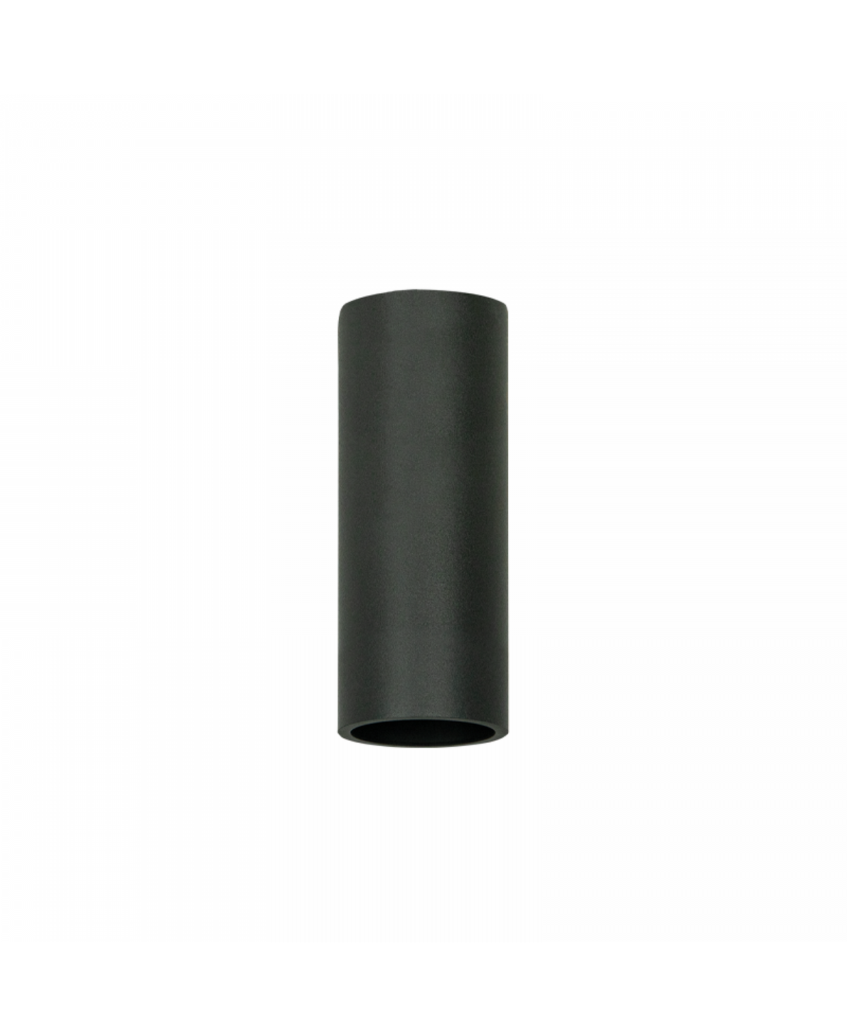 Second angle du produit seul, cylindre noir mat avec embase supérieure légèrement bombée