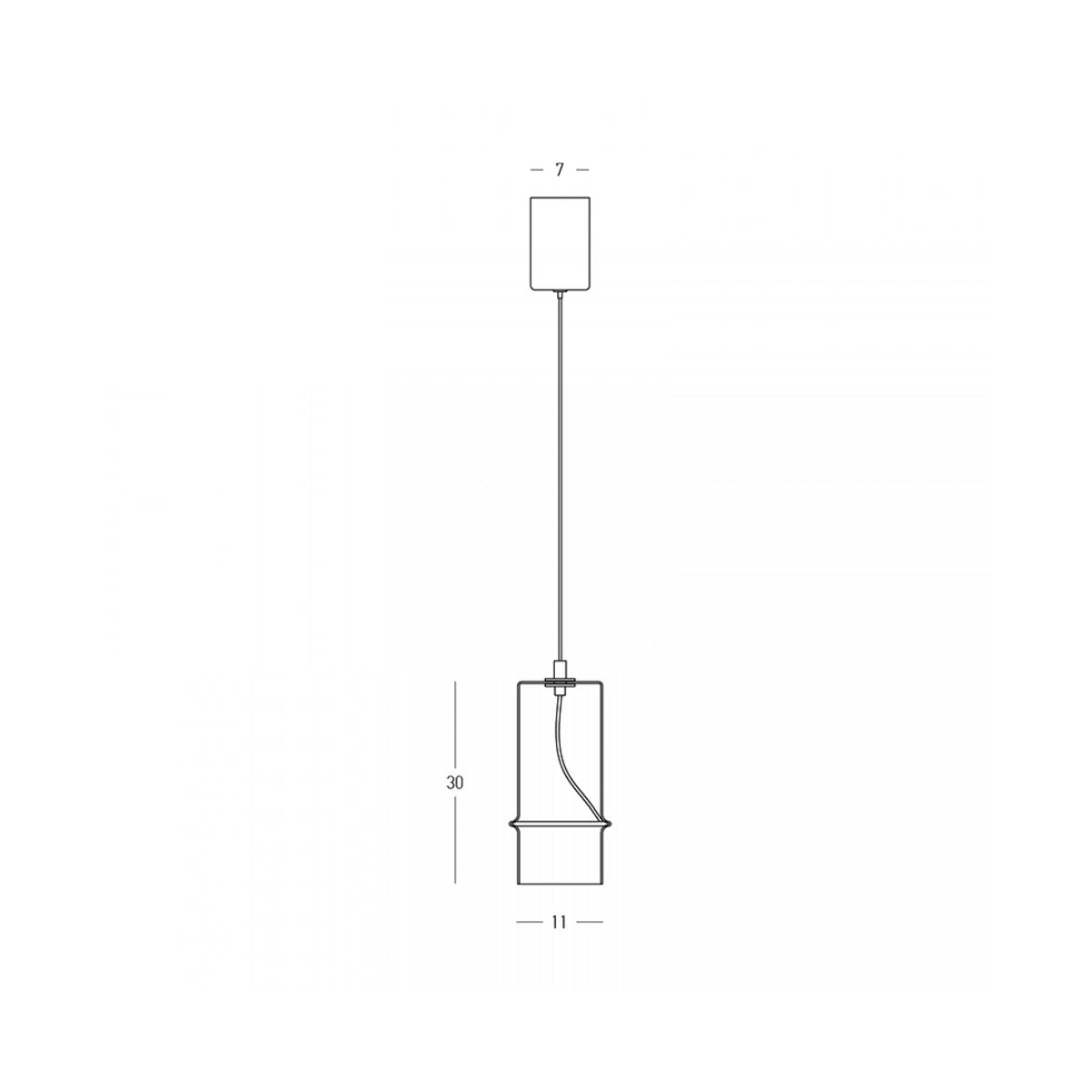 Schéma de dimensions du luminaire avec cotes 30 et 11 indiquées.