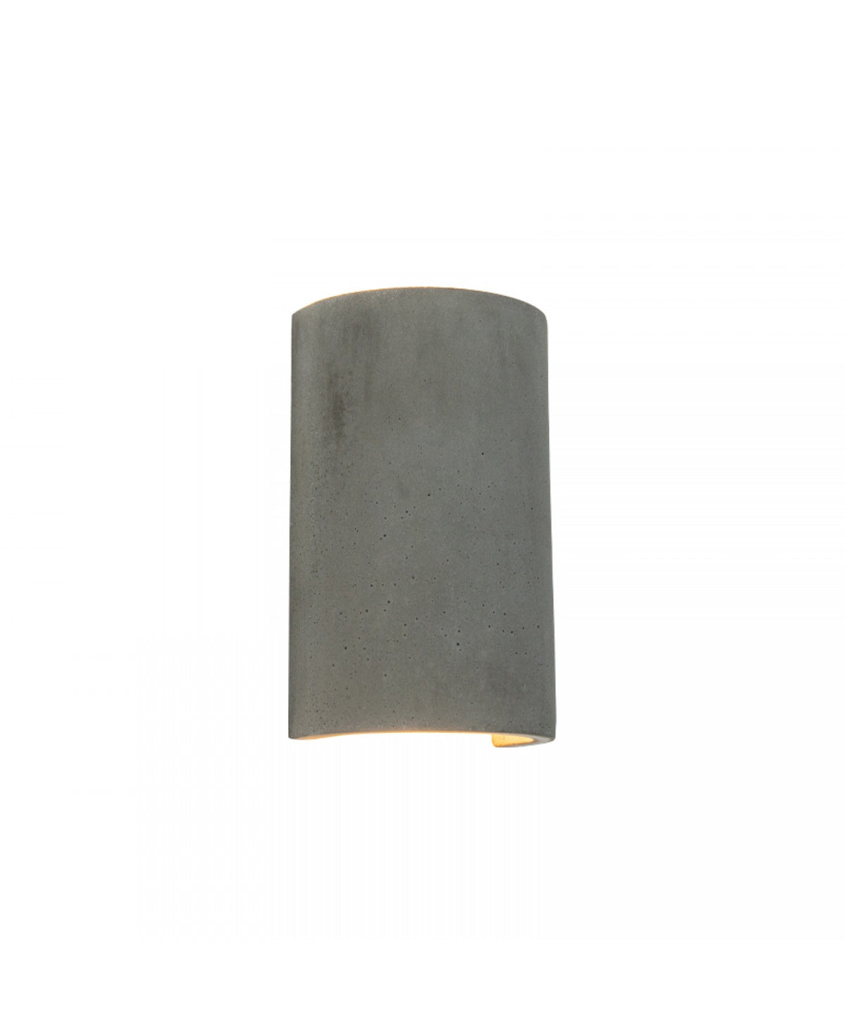 Produit de face sur fond blanc, applique béton avec halo lumineux vers le bas