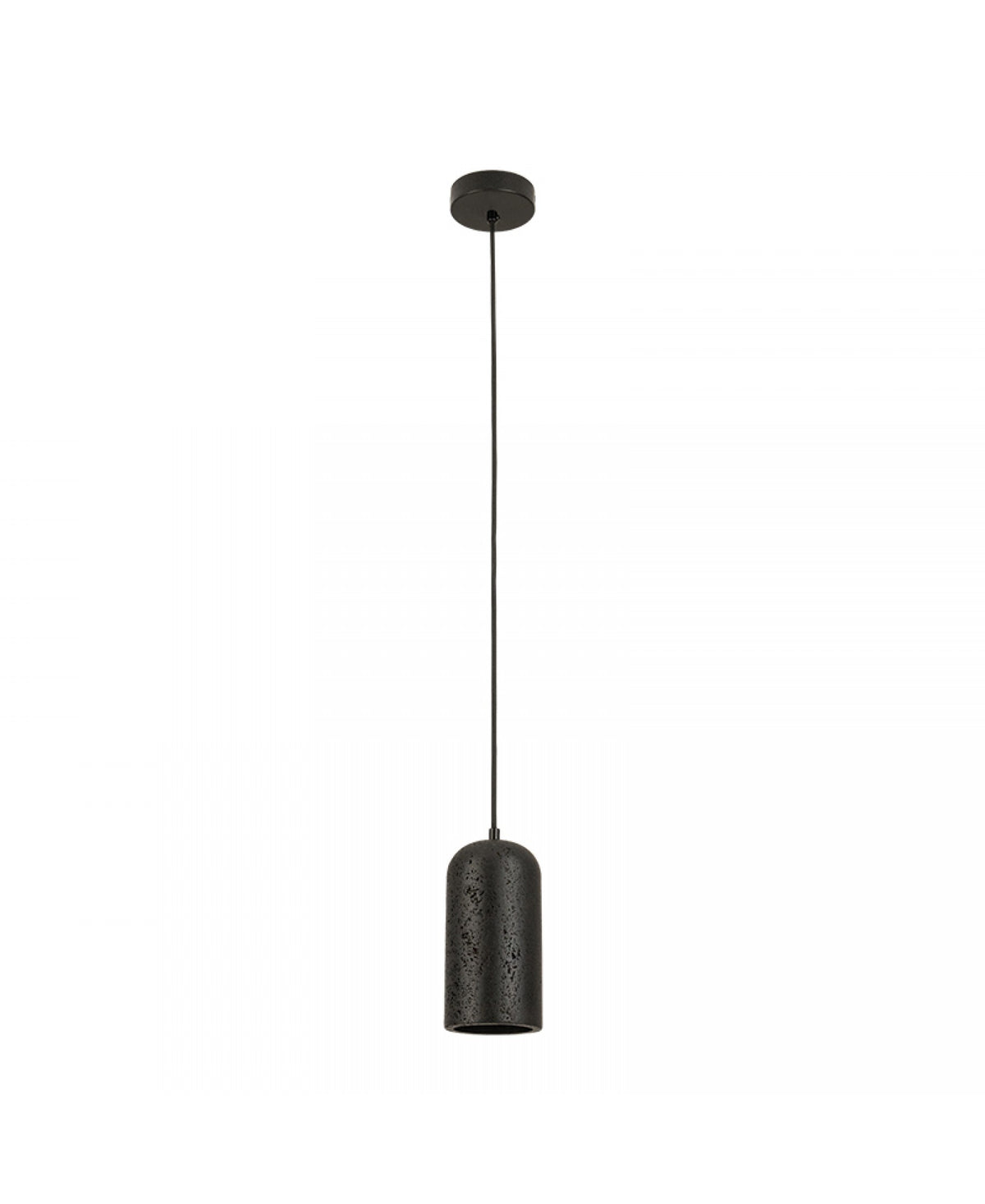 Vue entière du luminaire suspendu sur fond blanc, forme allongée