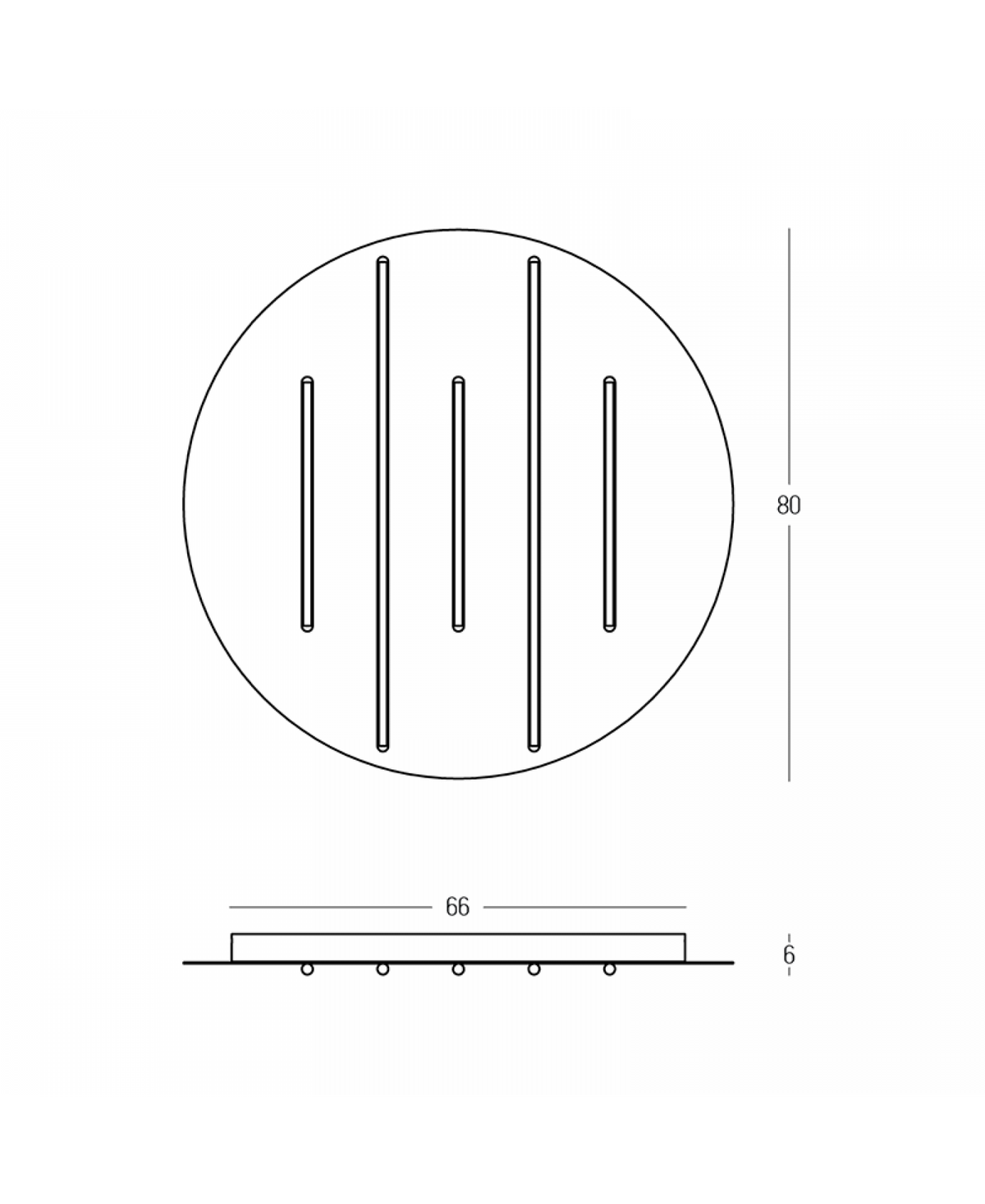 Schéma coté indiquant un diamètre de 80 cm et une hauteur de 6 cm