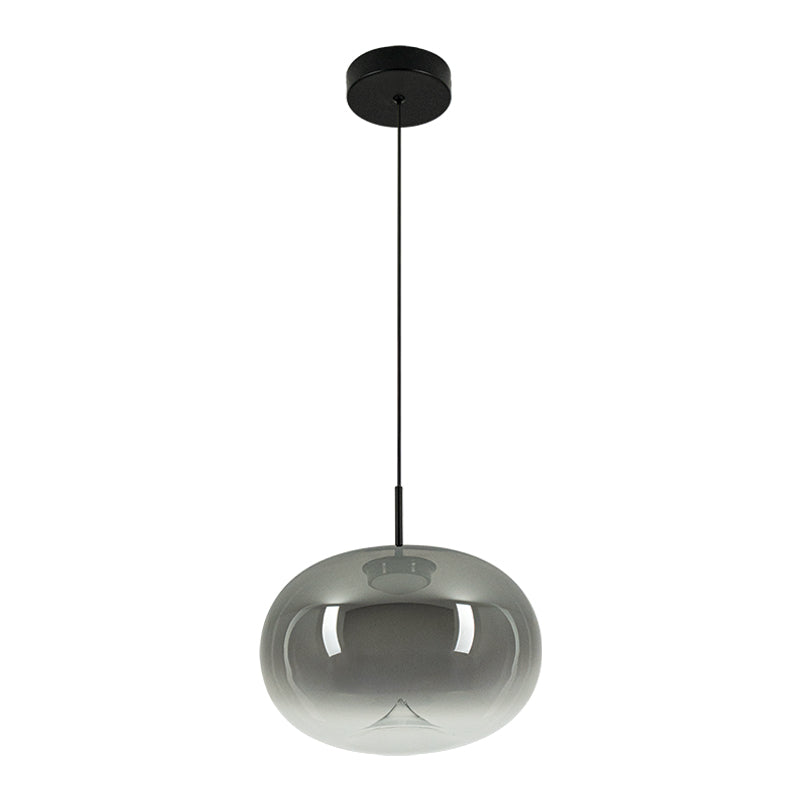 Suspension en verre fumé noir mat, vue de face sur fond blanc