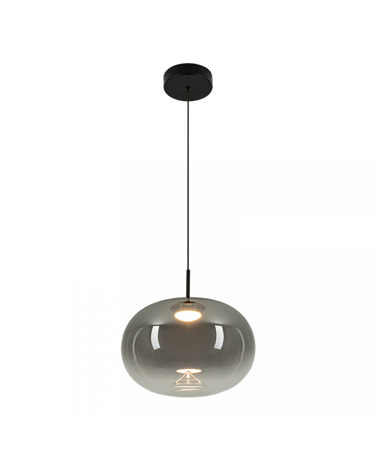 Suspension allumée montrant la source lumineuse à l'intérieur du verre