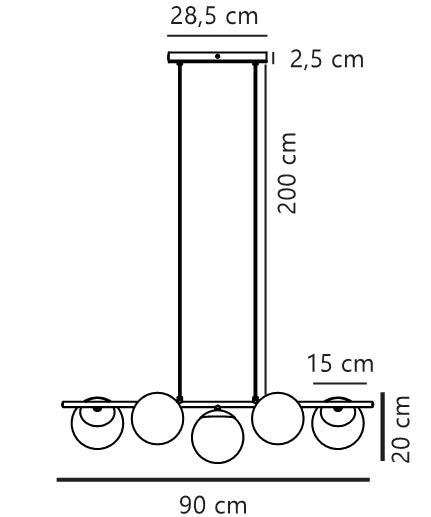 Suspension Lilly 5-spot, verre