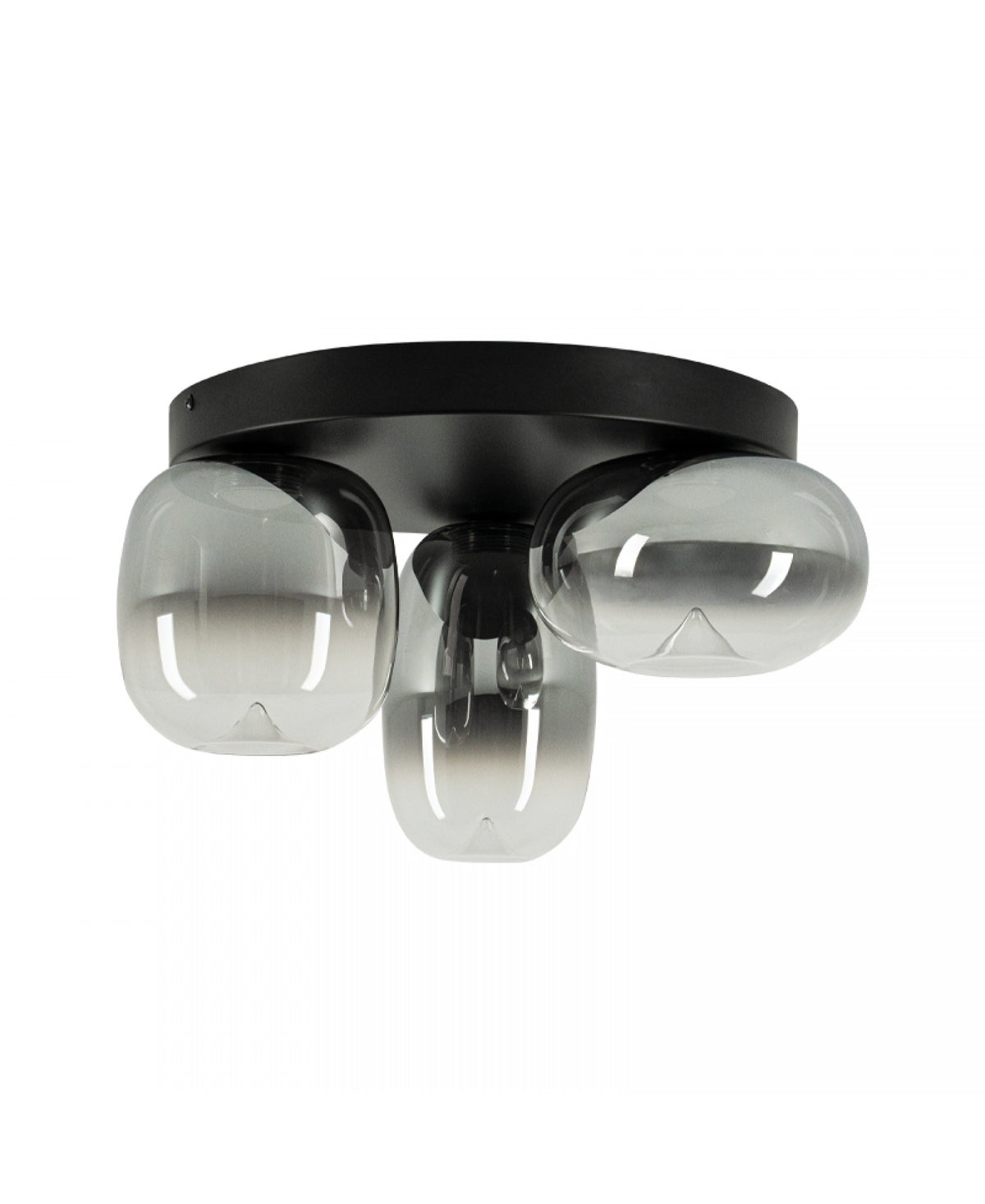 Gros plan rapproche sur les diffuseurs ovales en verre fume gris transparent