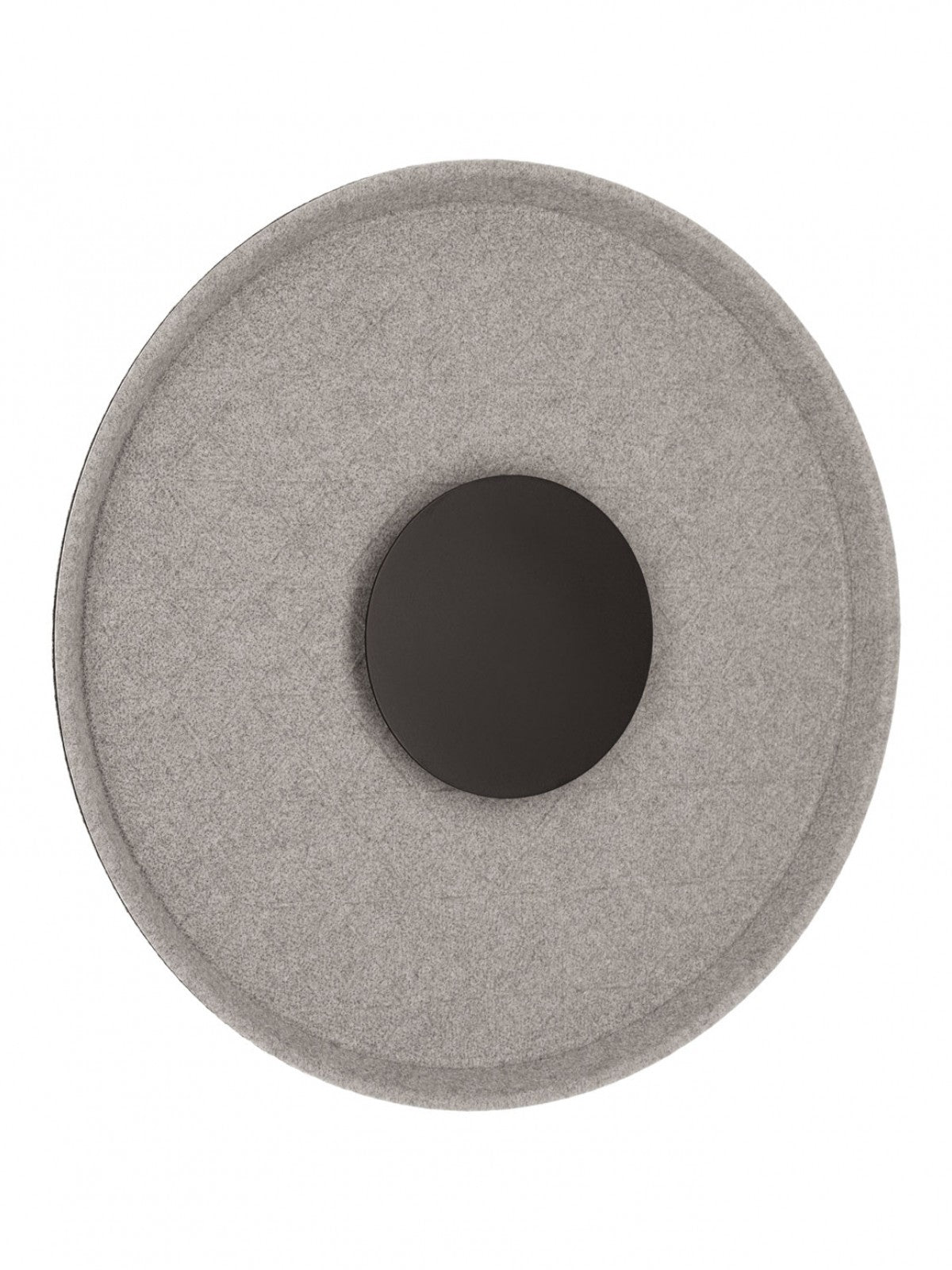Face arrière du luminaire, feutre gris et fixation centrale circulaire noire