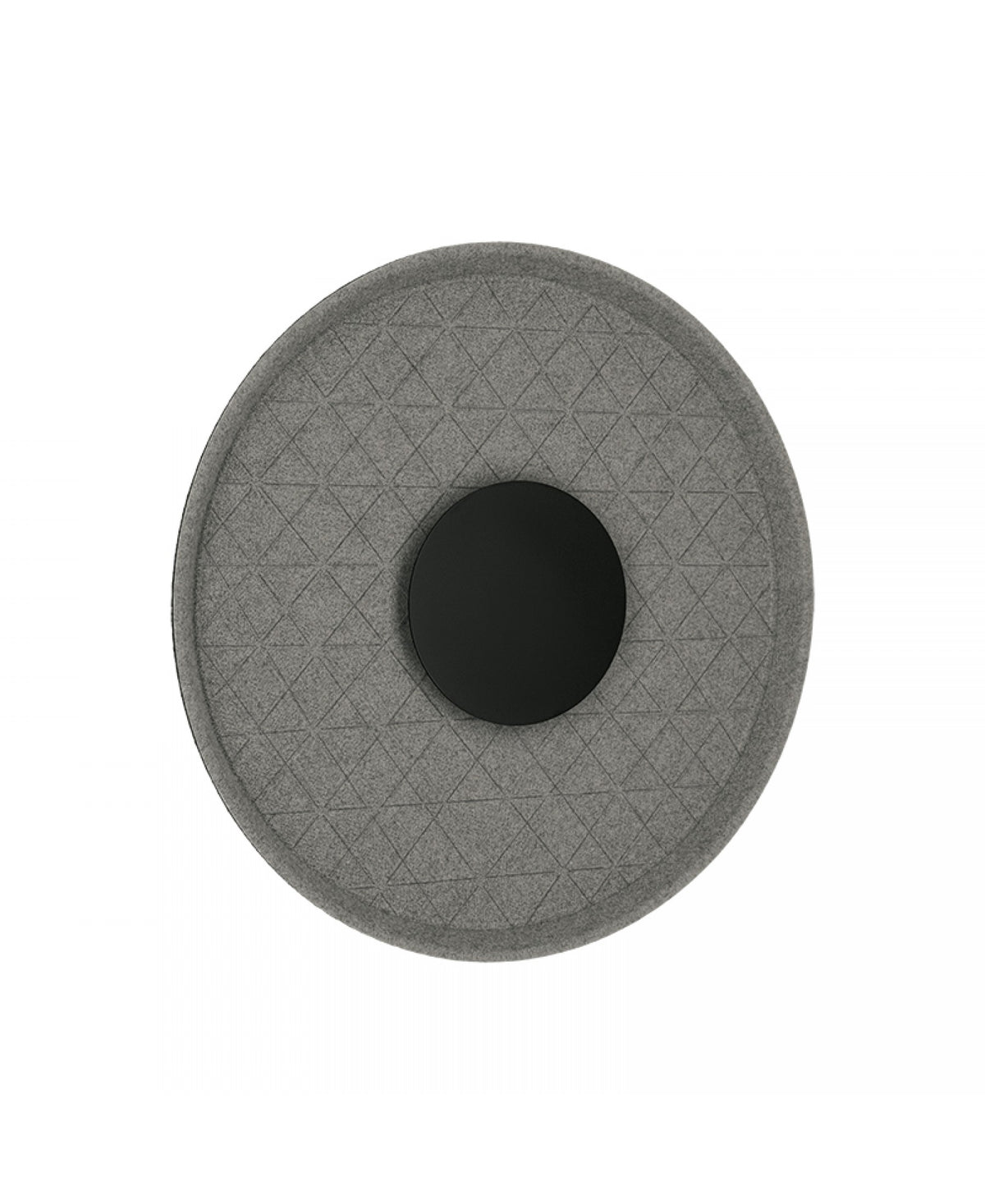 Produit de face éteint, disque gris à motif triangles et centre noir mat