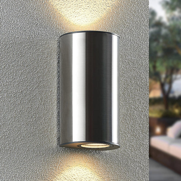 Applique d'extérieur LED Zavallina en aluminium, acier inoxydable et gris foncé, hauteur 17 cm, IP54