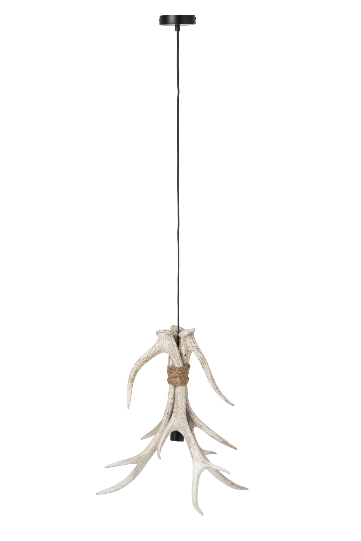 Suspension bois de cerf en polyrésine beige clair, grand modèle