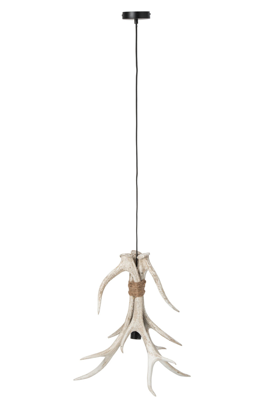 Suspension bois de cerf en polyrésine beige clair, grand modèle