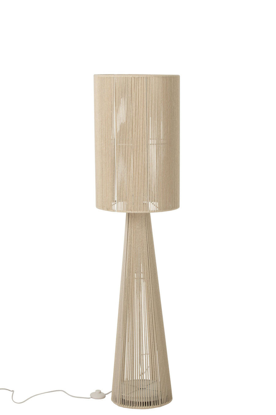 Lampadaire en corde de tissu grège, modèle moyen