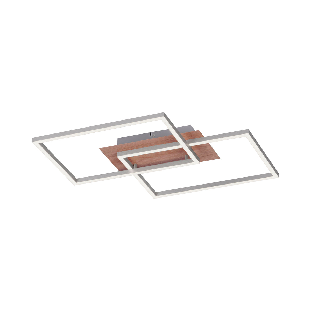 Plafonnier Iven aluminium et bois, L 42 cm