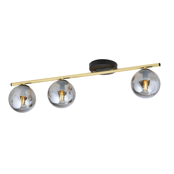 Plafonnier Monza 3 lumières noir, verre graphite