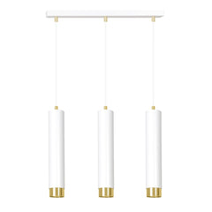 Suspension Kibo 3 lumières blanche et dorée