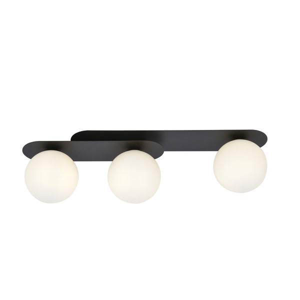 Plafonnier Plaza 3 lumières noir, verre opale