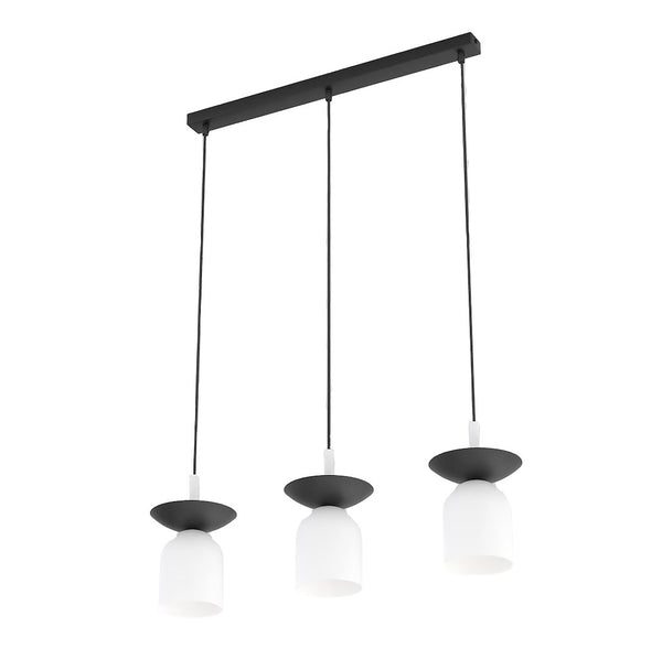 Suspension Ego 3 lumières noire et blanche