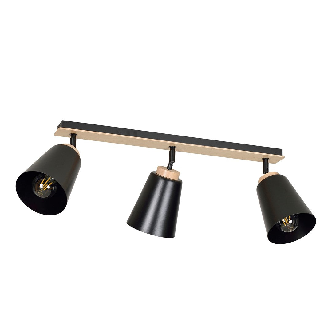 Spot Atlas 3 lumières noir