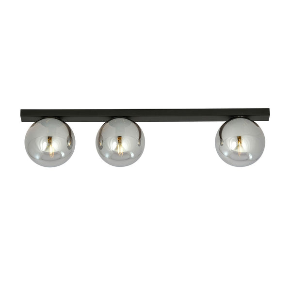 Plafonnier Fit 3 lumières noir, verre graphite