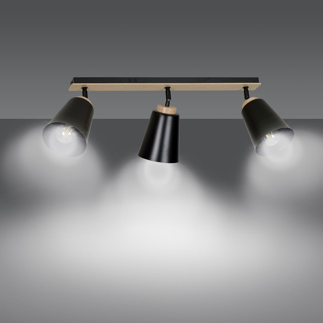 Spot Atlas 3 lumières noir