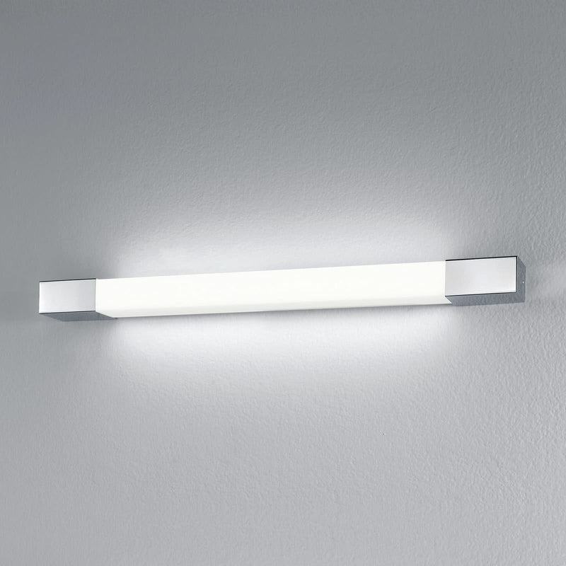 Applique murale LED DLS Supreme en acier, hauteur 4,2 cm, IP44, acier inoxydable poli, 3000 K, 14 W
