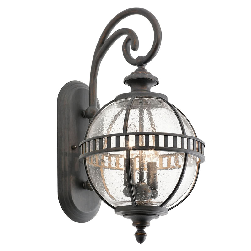 Applique d'extérieur Halleron en verre, gris et transparent, 2 lumières, Ø 25,4 cm, IP44