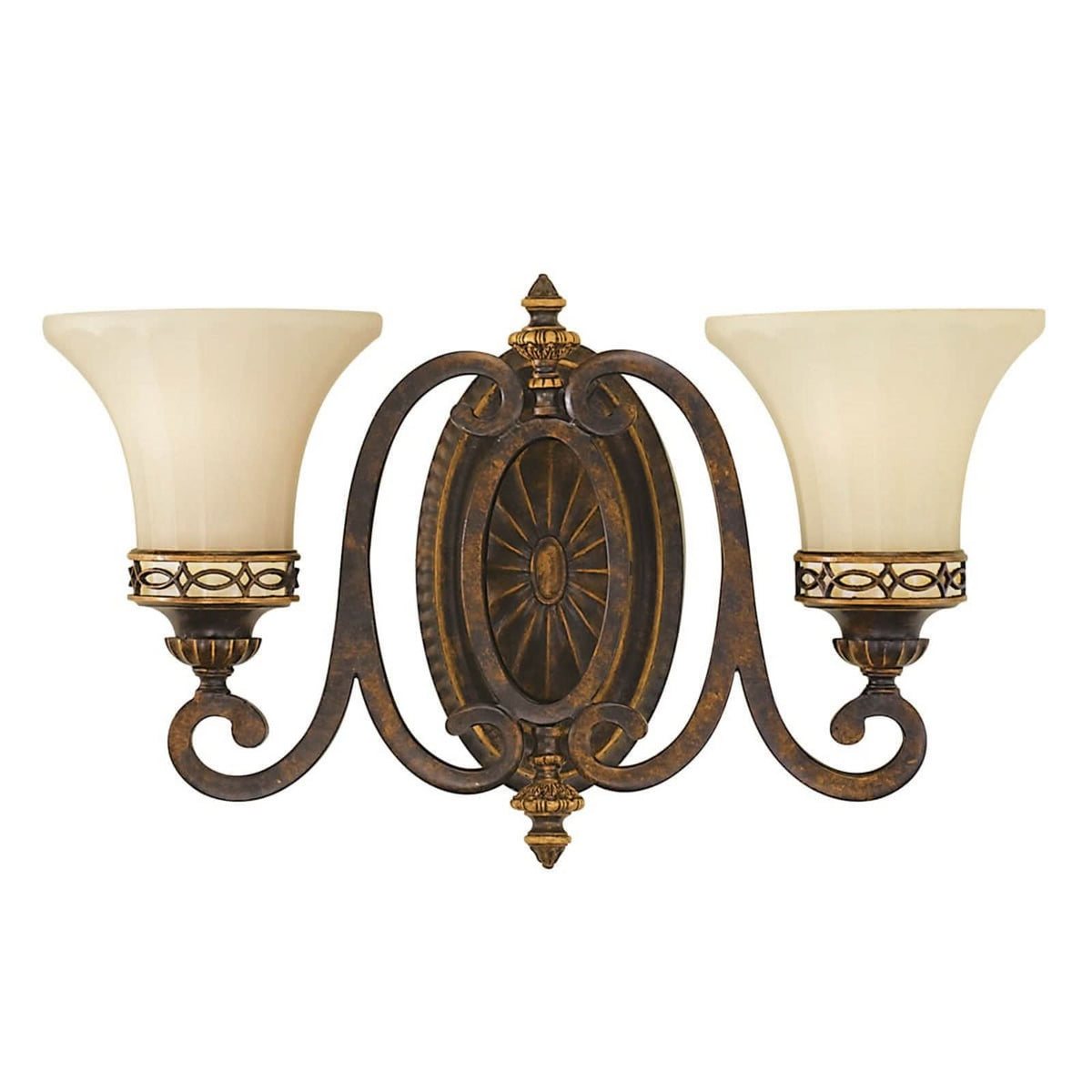 Applique murale Drawing Room en verre, marron et crème, 2 lumières, hauteur 27,9 cm