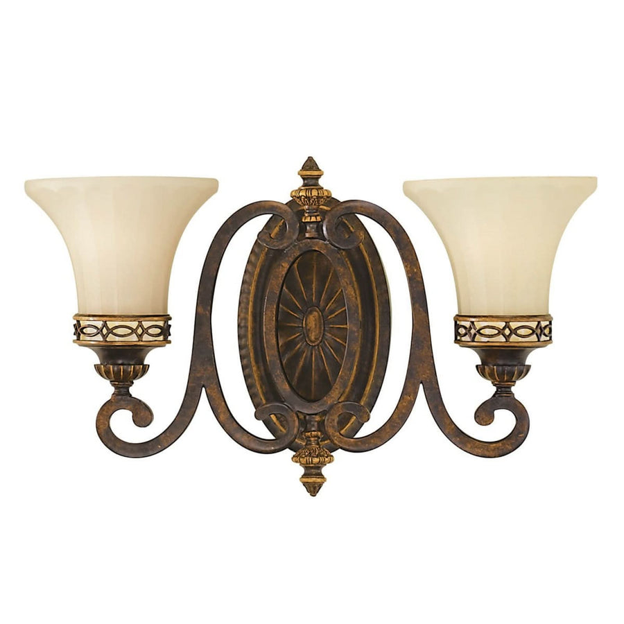 Applique murale Drawing Room en verre, marron et crème, 2 lumières, hauteur 27,9 cm