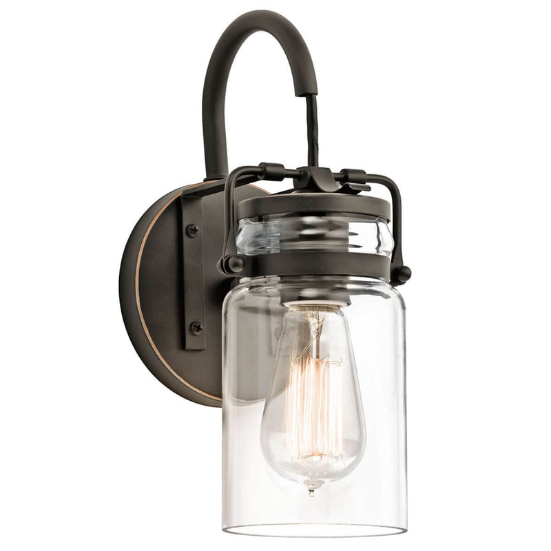 Applique murale Brinley en verre, bronze et transparent, hauteur 29,2 cm