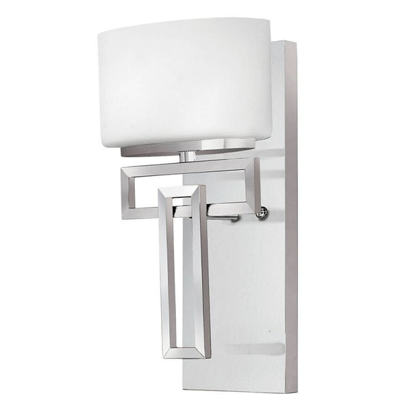 Applique murale Lanza en verre, chrome et blanc, hauteur 30,5 cm, IP44