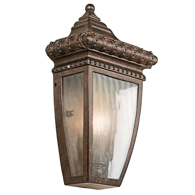 Applique d'extérieur Venetian Rain en verre, bronze brossé et transparent, hauteur 29,8 cm, IP44