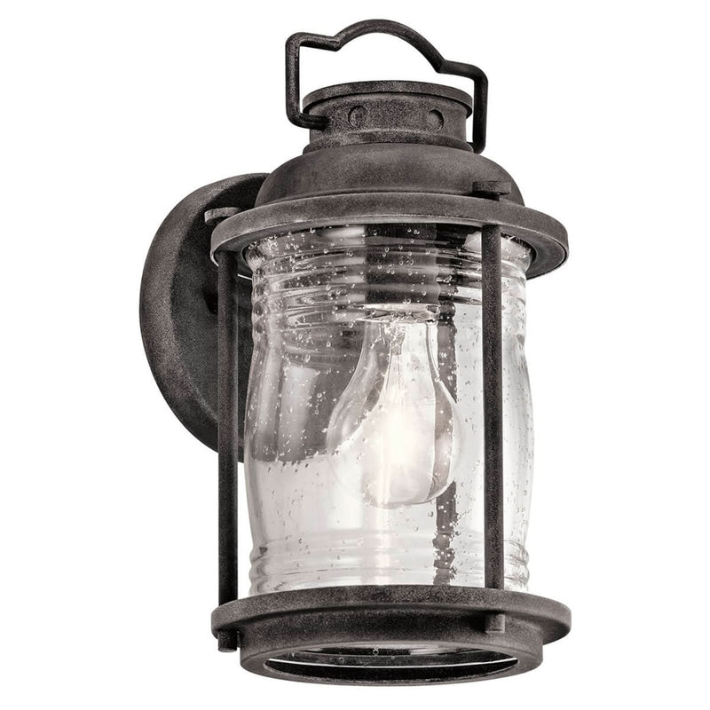 Applique d'extérieur Ashland Bay en verre, zinc et transparent, Ø 15,4 cm, IP44
