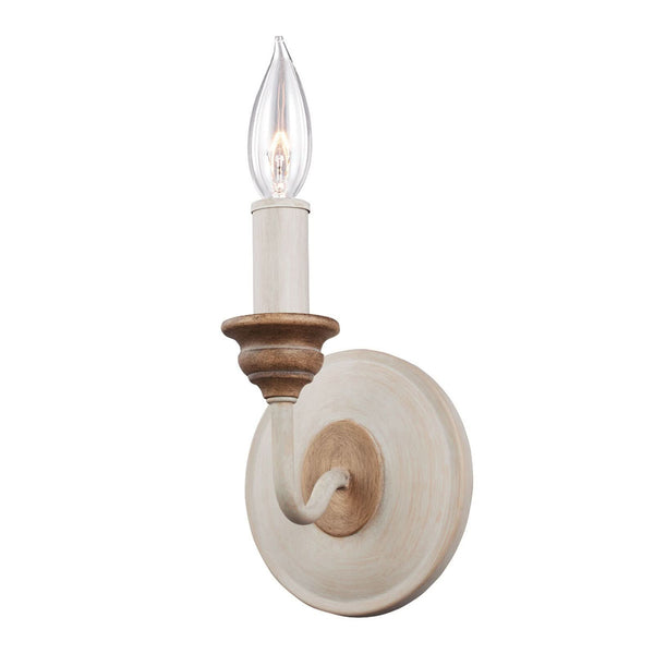 Applique murale Hartsville en métal, blanc et marron, hauteur 19,4 cm