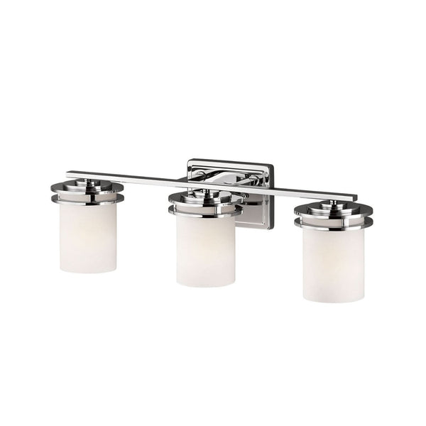 Applique murale Hendrik IP44 en verre, chromé poli et blanc, 3 lumières, hauteur 19,7 cm, IP44