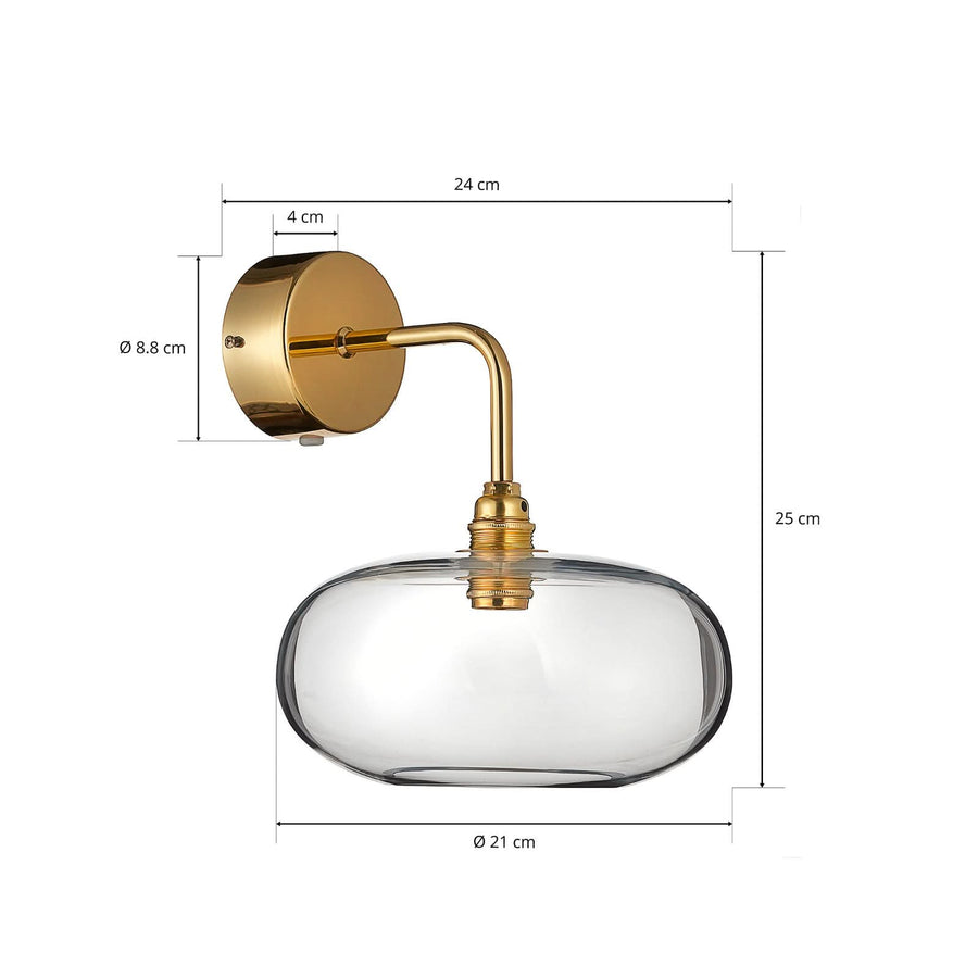 Applique murale Horizon en métal, doré et transparent, Ø 21 cm