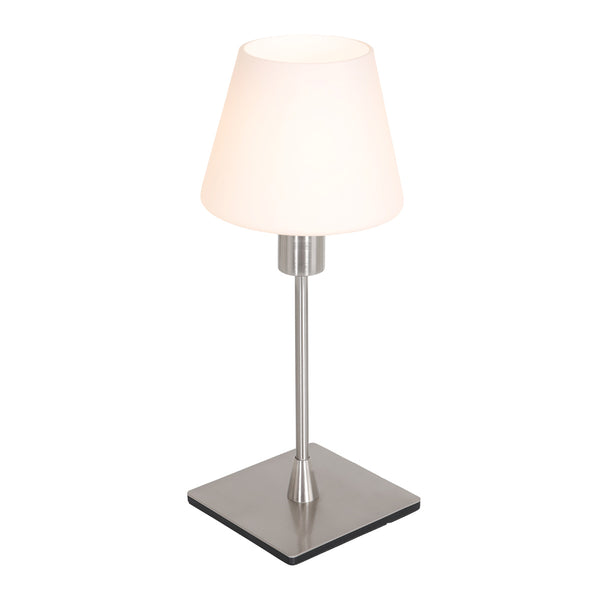 Lampe de table Ancilla 3100ST en acier à commande tactile marche/arrêt avec verre opalin blanc