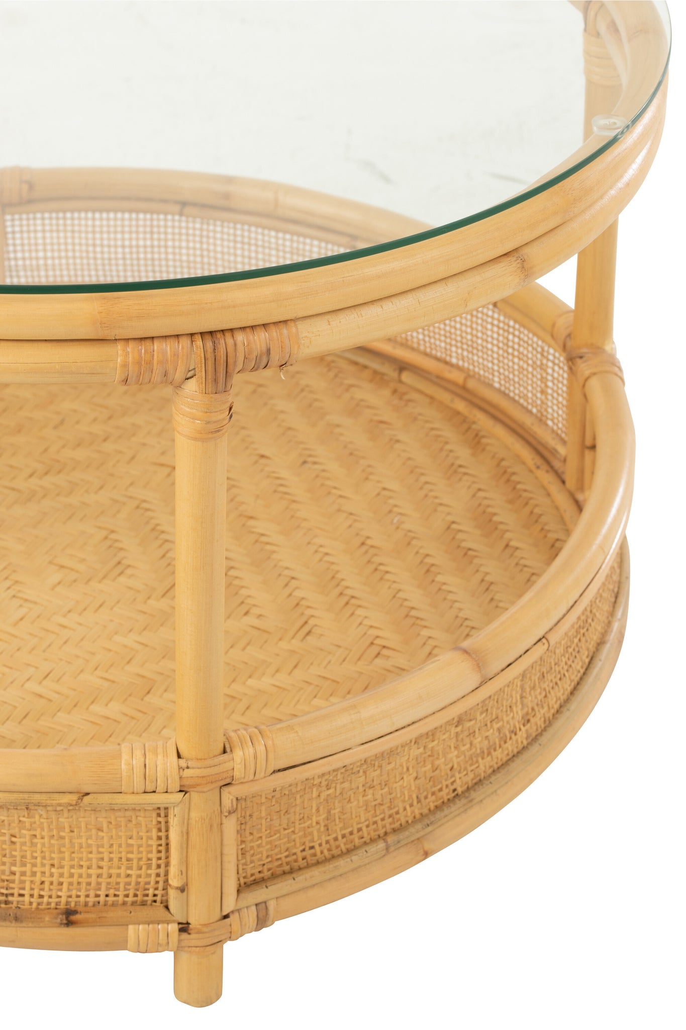 Table Basse Rotin Verre Naturel
