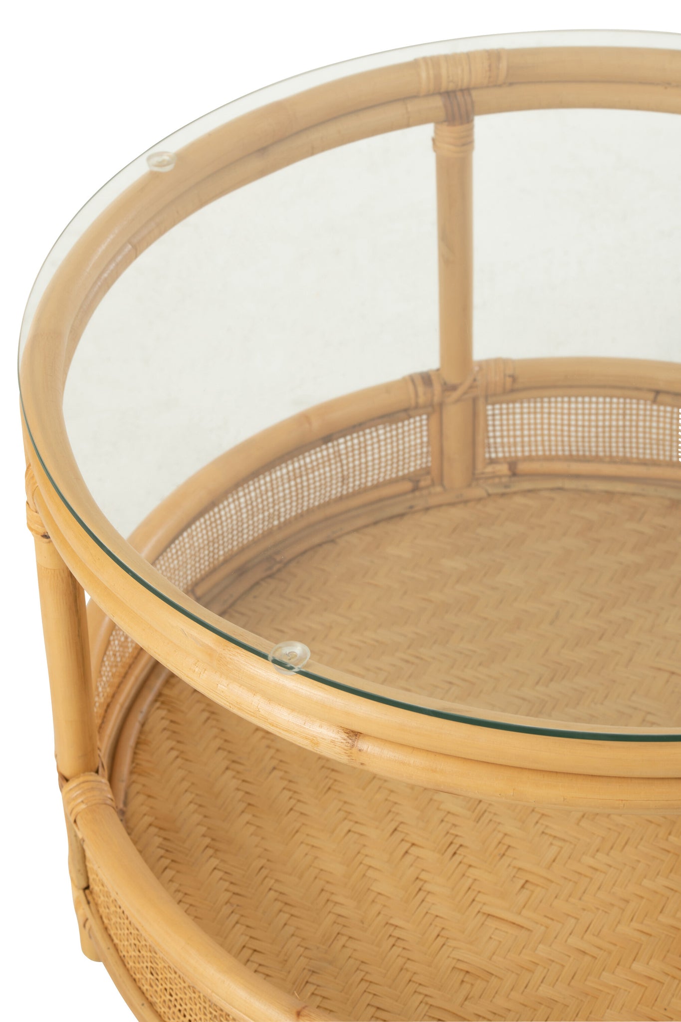 Table Basse Rotin Verre Naturel