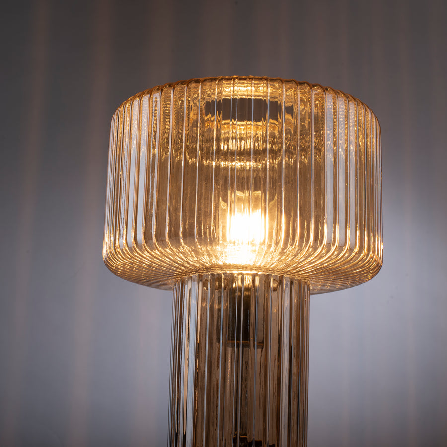 Lampe à poser Fungus ambrée, verre