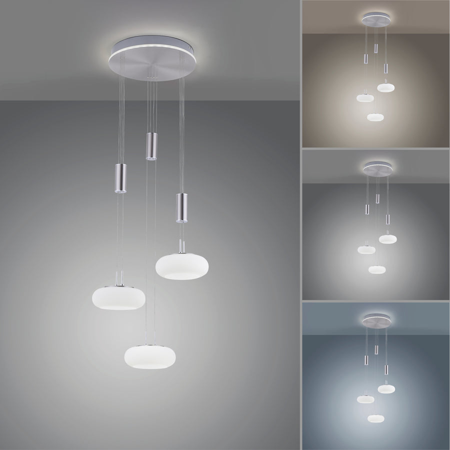 Différentes ambiances lumineuses présentées en vignettes, de blanc chaud à blanc froid.
