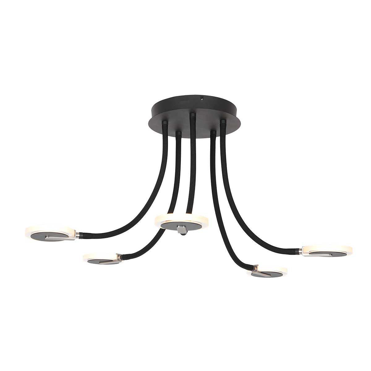 Plafonnier Turound 3375ZW – lampe noire en verre à LED