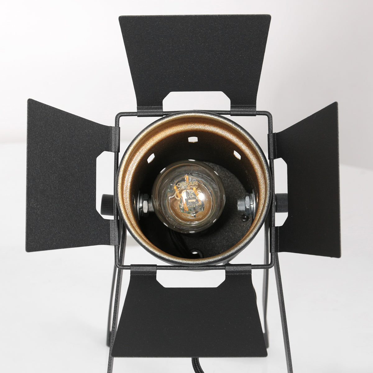 Lampe de table Carré 3380ZW – lampe industrielle noire à culot E27