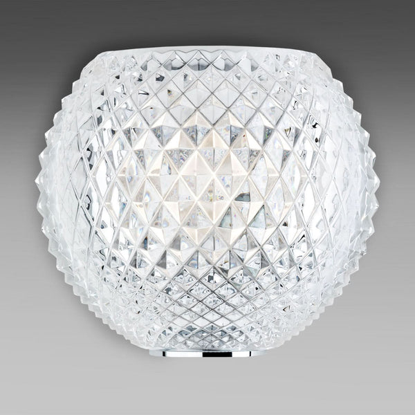 Applique murale Diamond en cristal, transparent et chrome, hauteur 20 cm