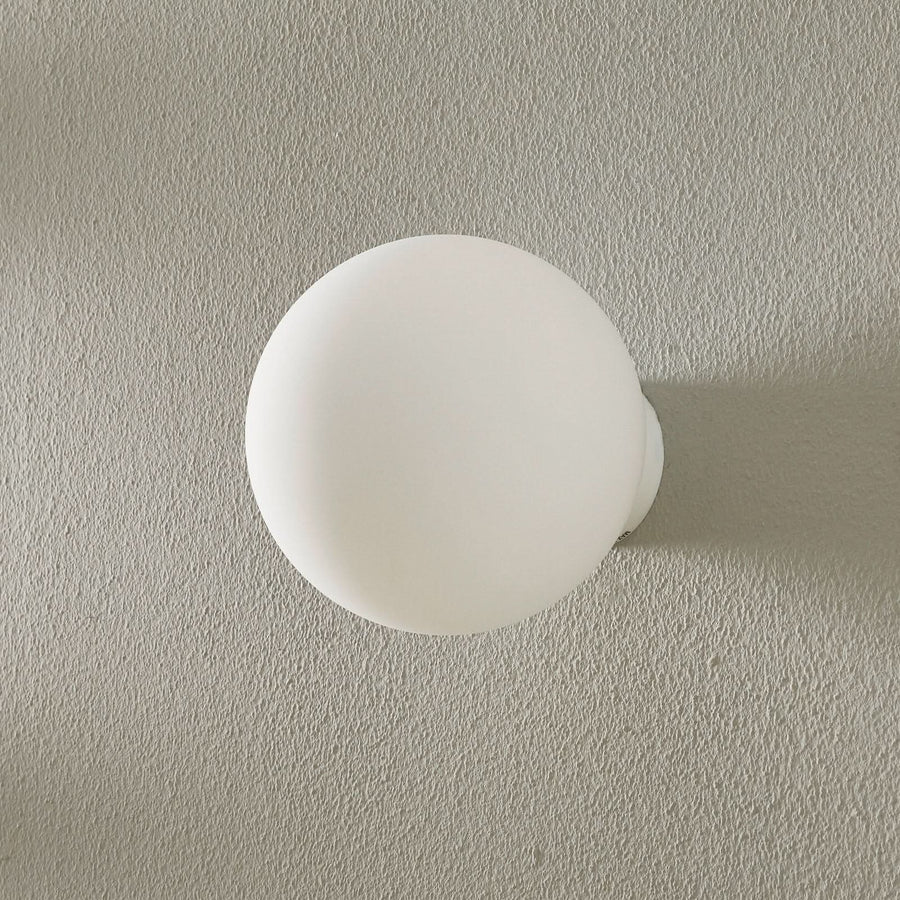 Applique murale Lumi Sfera en verre, blanc, Ø 14 cm, IP44