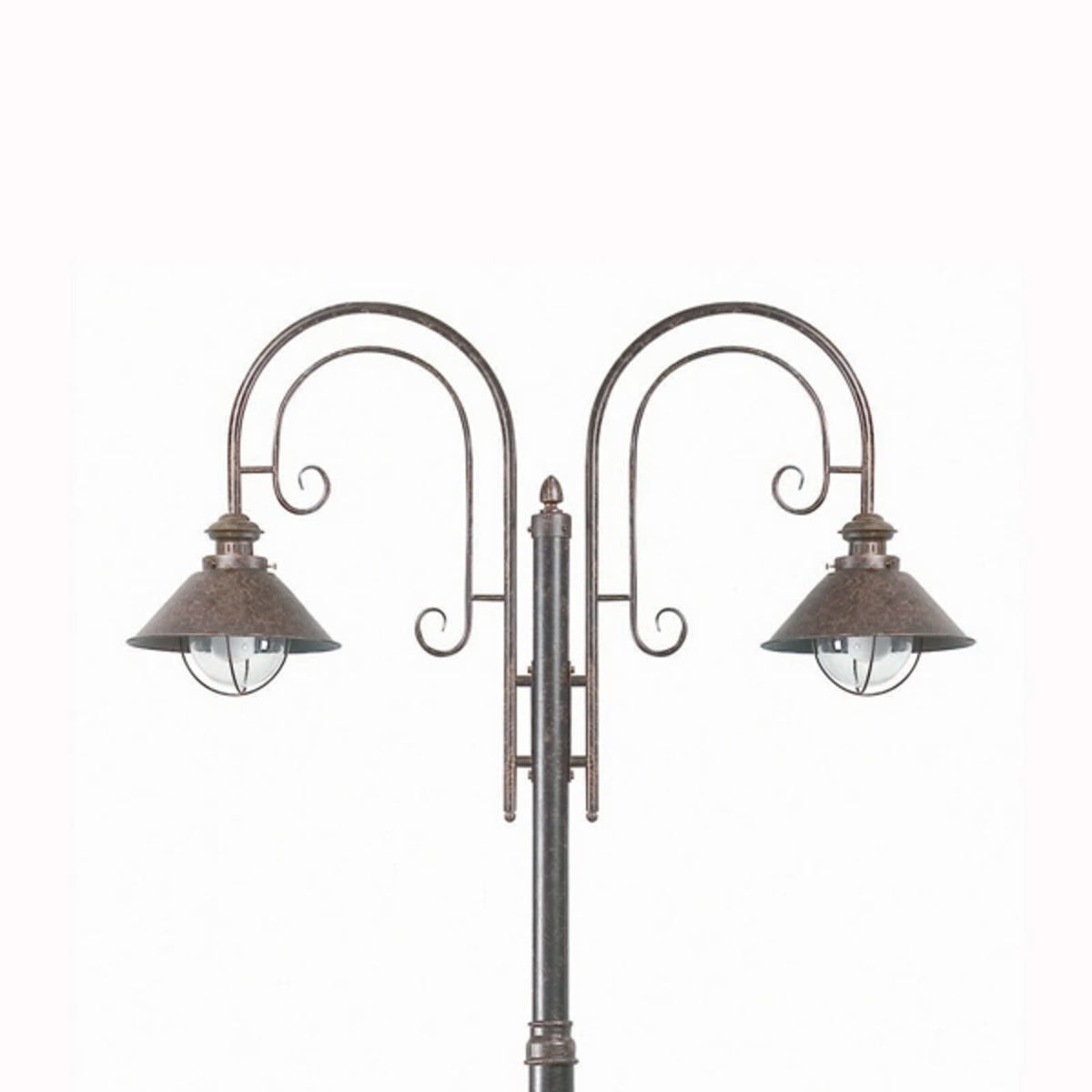 Lampadaire d'extérieur Magnifique Nautica en verre, marron et transparent, 2 lumières, hauteur 225 cm