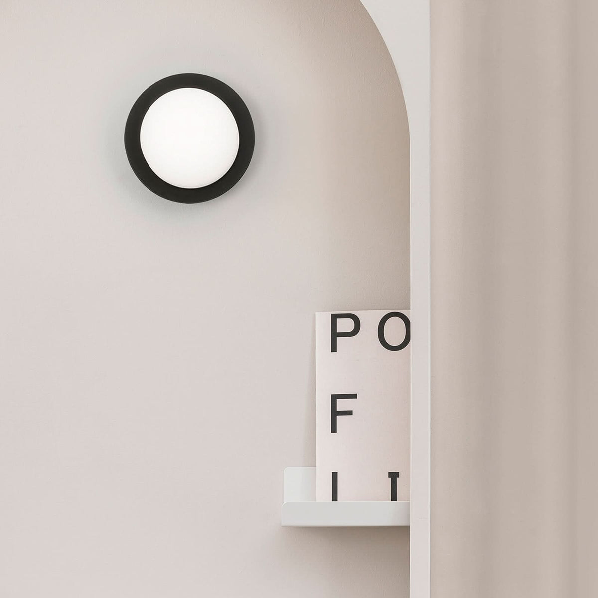 Applique murale LED May IP44 en verre, noir et blanc, Ø 12 cm, IP44