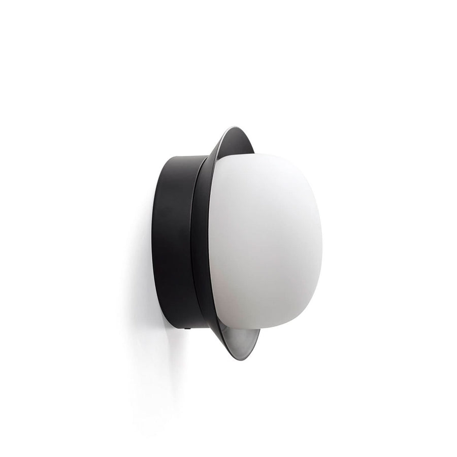Applique murale LED May IP44 en verre, noir et blanc, Ø 12 cm, IP44