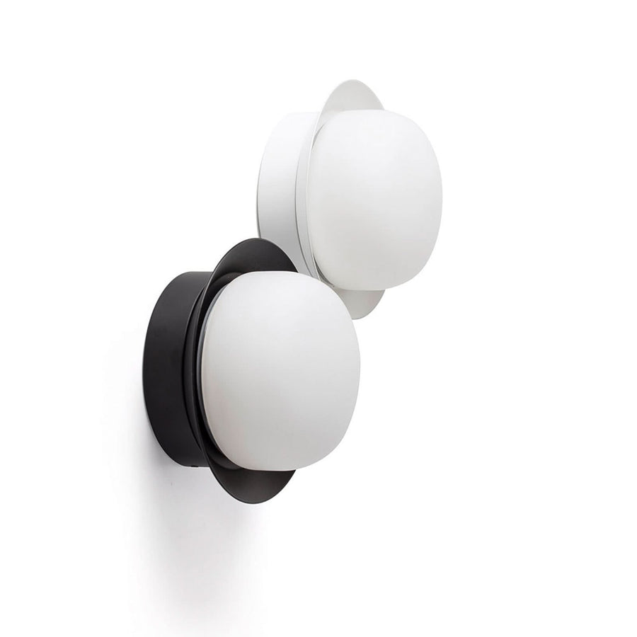 Applique murale LED May IP44 en verre, noir et blanc, Ø 12 cm, IP44