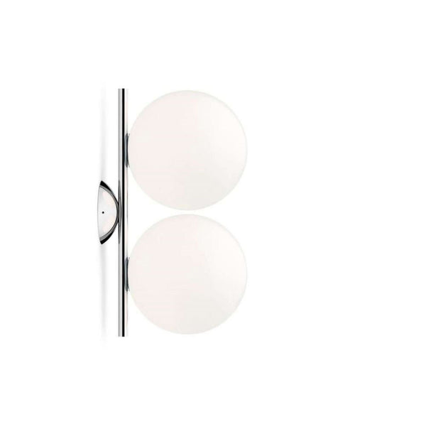 Applique murale IC C/W1 Double en verre, chromé et blanc, 2 lumières, Ø 20 cm