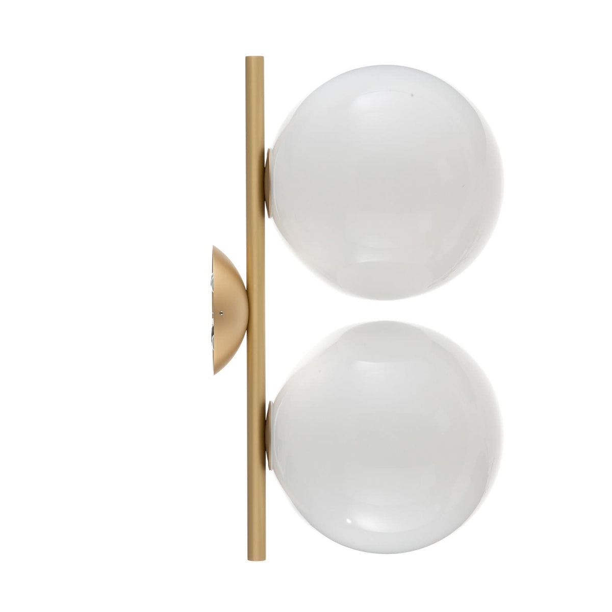 Applique murale IC C/W1 Double en verre, laiton et blanc, 2 lumières, Ø 20 cm